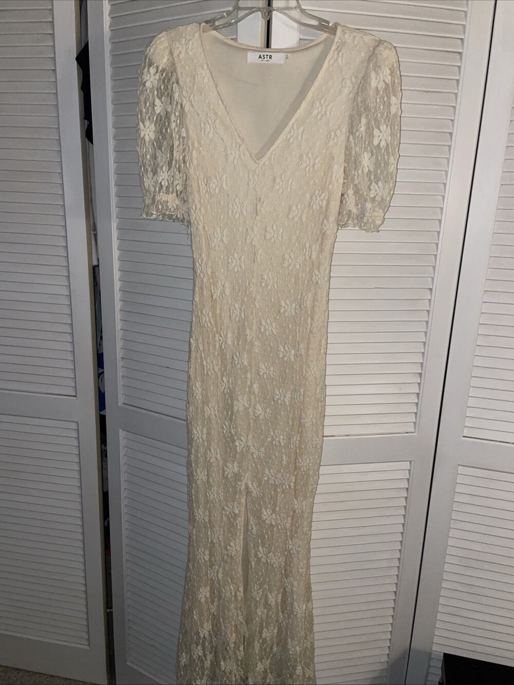 ASTR The Label Puff Sleeve Lace Maxi Dress Size XL Cream Feminine Curvy